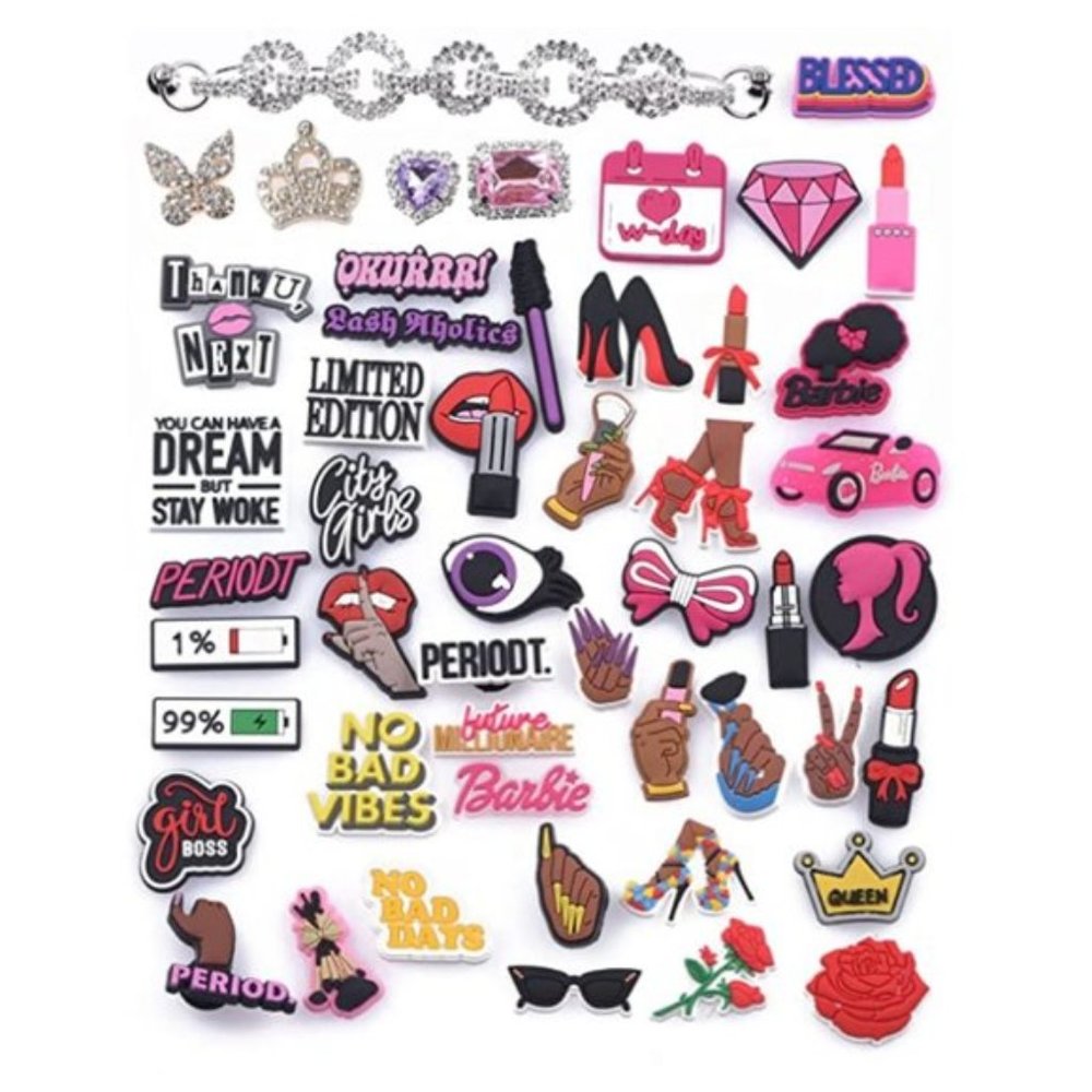 Crocs 10pcs Pink Shoe Charms Jibbitz Jewels Party Girl Boss Vibes